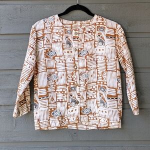 VTG 90s Java Wrap Tribal Pattern Button Front Blouse Size 7
